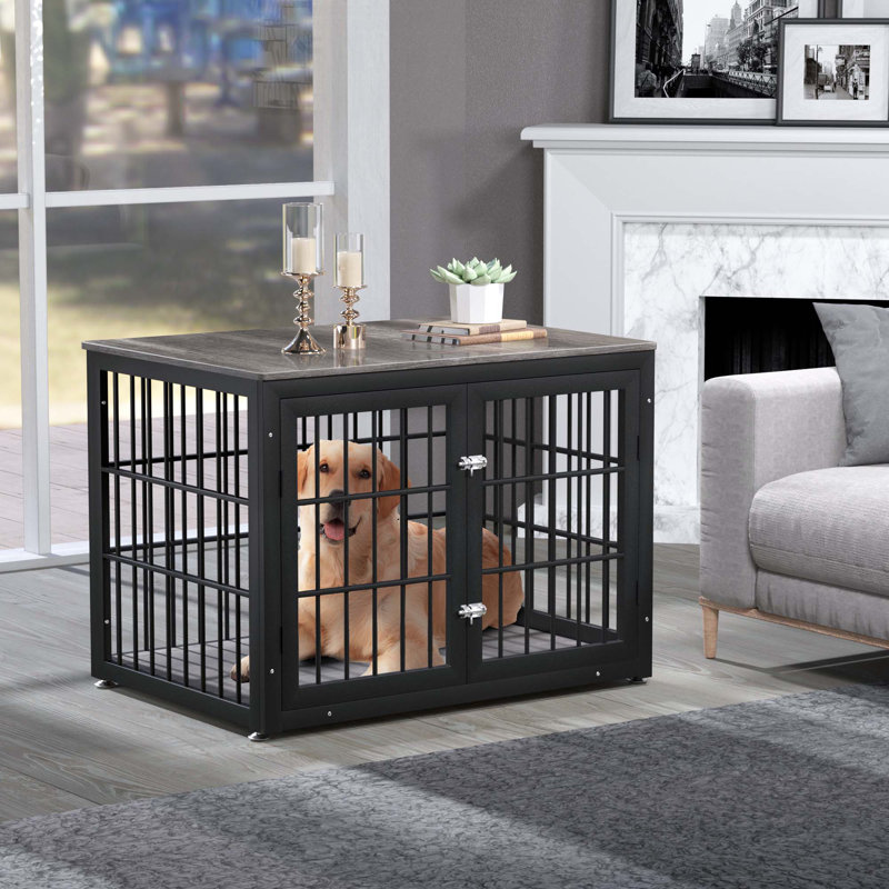 Tucker Murphy Pet™ Wood Dog Crate Furniture, Dog Kennel Double Doors